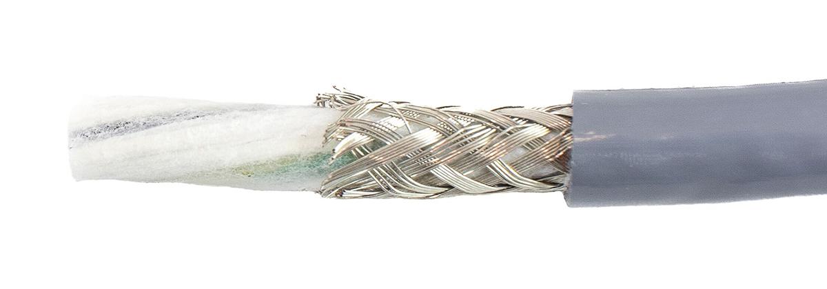 Produktfoto 1 von Alpha Wire EcoFlex PUR ECO Steuerkabel, 3-adrig x 0,78 mm² Grau, 30m, 18 AWG, Geflecht