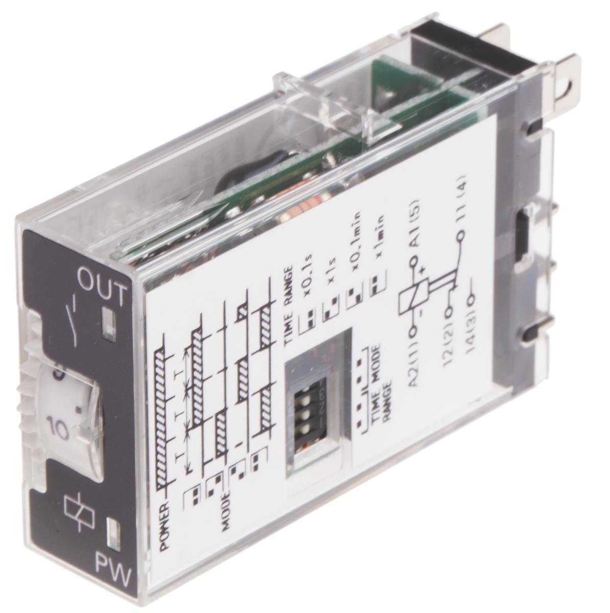 Omron H3RN Zeitrelais, Frontplattenmontage, 0.1 s → 10min, 12V dc, 2 Kont. Multifunktion, 1-poliger Wechsler