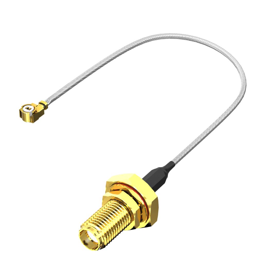 Produktfoto 1 von Samtec RF Koaxialkabel konfektioniert, 50 Ω, 100mm, MHF1 / SMA, Aussen ø 1.13mm B Ausricht, gerade