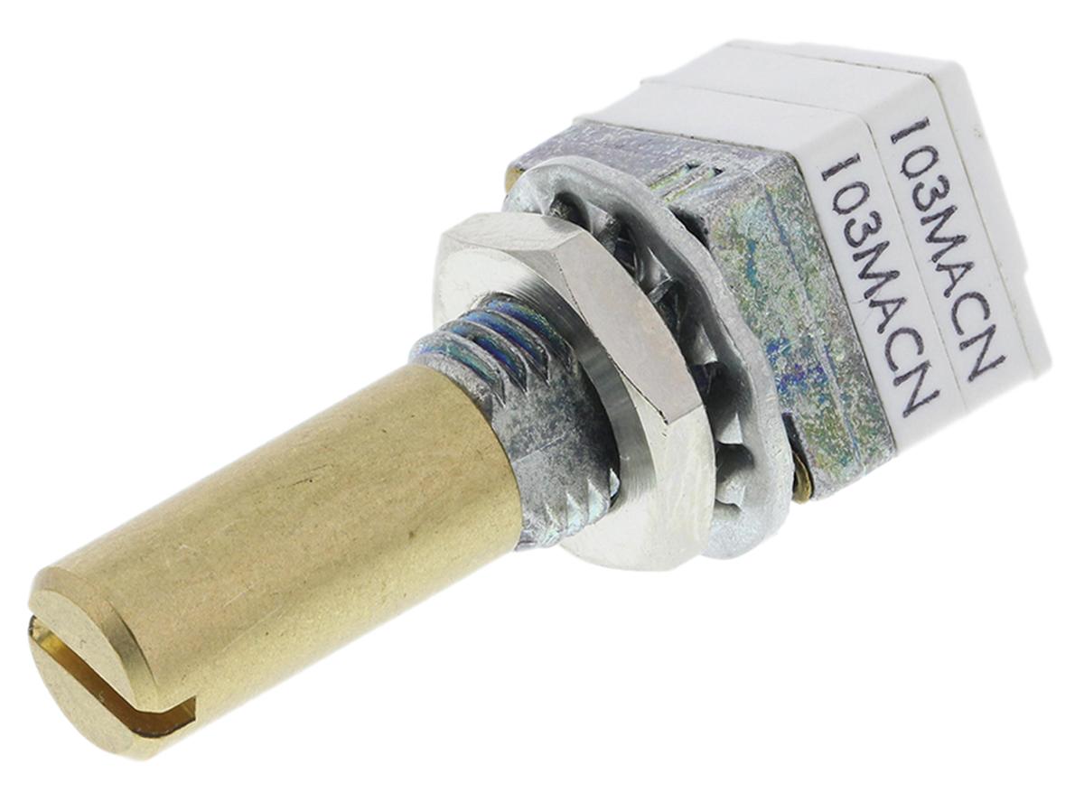 Vishay P9A THT, Tafelmontage  Dreh Potentiometer 10kΩ ±20% / 0.05W / 2 Ausbrüche, Schaft-Ø 6 mm