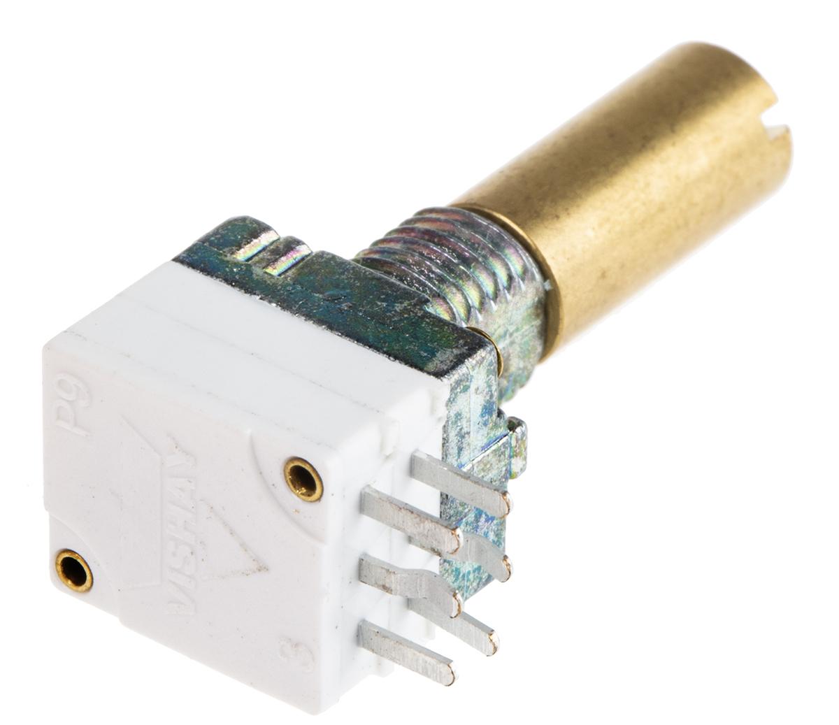 Vishay P9A THT, Tafelmontage  Dreh Potentiometer 10kΩ ±20% / 0.025W / 2 Ausbrüche, Schaft-Ø 6 mm