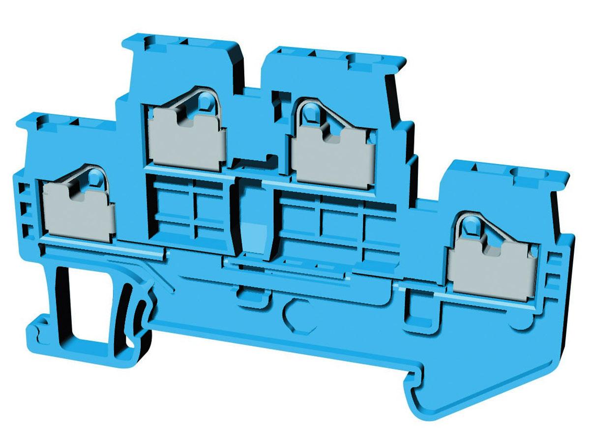 Produktfoto 1 von Omron XW5T DIN-Schienen Anschlussklemmenblock Zweifach Blau, 1.5mm², 600 V / 15 (UL) A, 17.5 (IEC) A, Einstecken