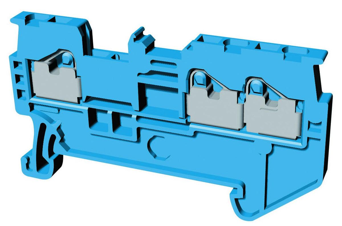 Produktfoto 1 von Omron XW5T DIN-Schienen Anschlussklemmenblock Einfach Blau, 1.5mm², 600 V / 15 (UL) A, 17.5 (IEC) A, Einstecken