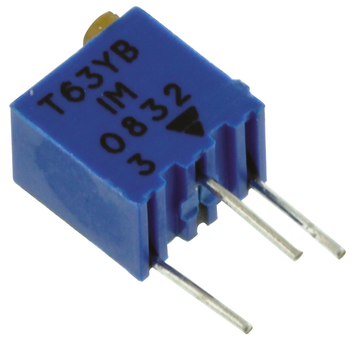 Produktfoto 1 von Vishay T63 14-Gang THT Trimmer-Potentiometer, Einstellung von oben, 1MΩ, ±10%, 0.06W, Pin, L. 6.8mm