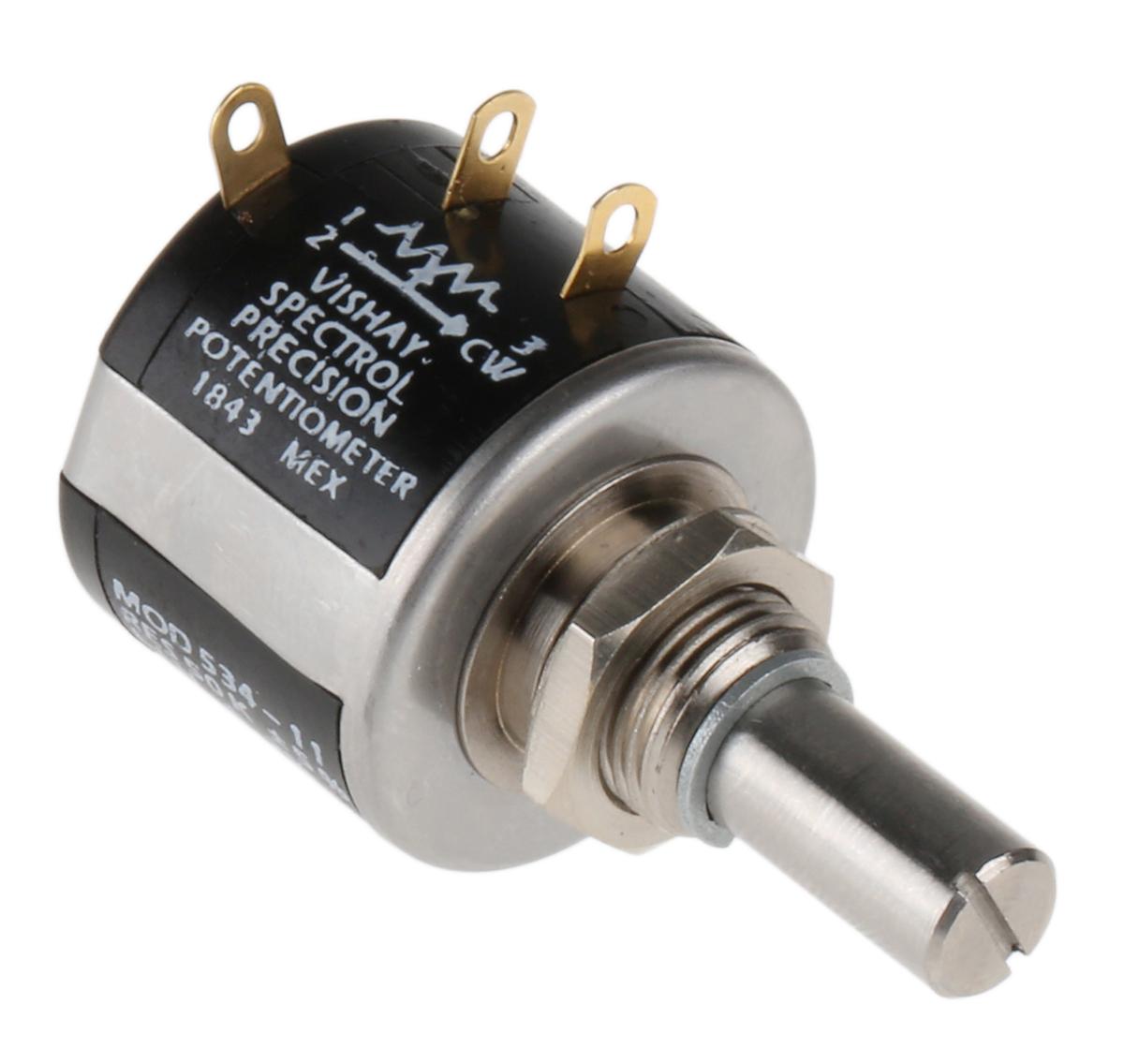 Vishay 534, Tafelmontage 10-Gang  Dreh Potentiometer 50kΩ ±5% / 2W , Schaft-Ø 6,35 mm