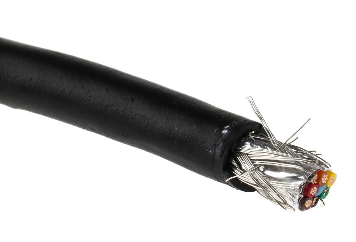 Produktfoto 1 von Alpha Wire Xtra-Guard 2 Steuerkabel, 6-adrig x 0,35 mm² Schwarz, 30m, 22 AWG, Folie und Geflecht