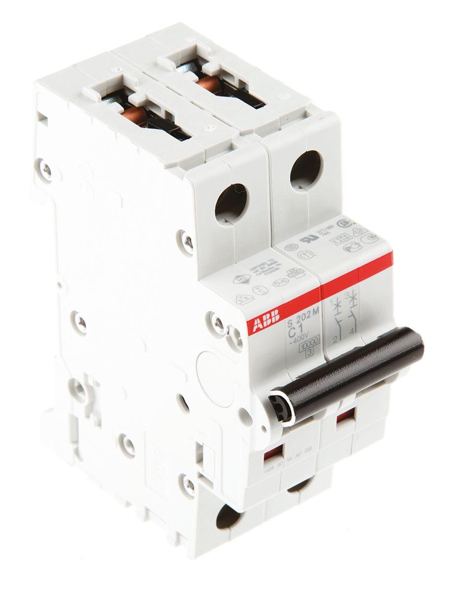 Produktfoto 1 von ABB S200M MCB Leitungsschutzschalter Typ C, 2-polig 1A 440V, Abschaltvermögen 10 kA System Pro M Compact