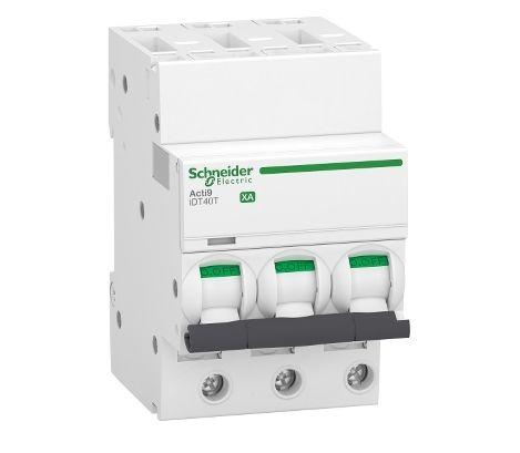 Produktfoto 1 von Schneider Electric Acti9 iDT40T XA Leitungsschutzschalter Typ C, 3-polig 6A 400V Acti 9 DIN-Schienen-Montage