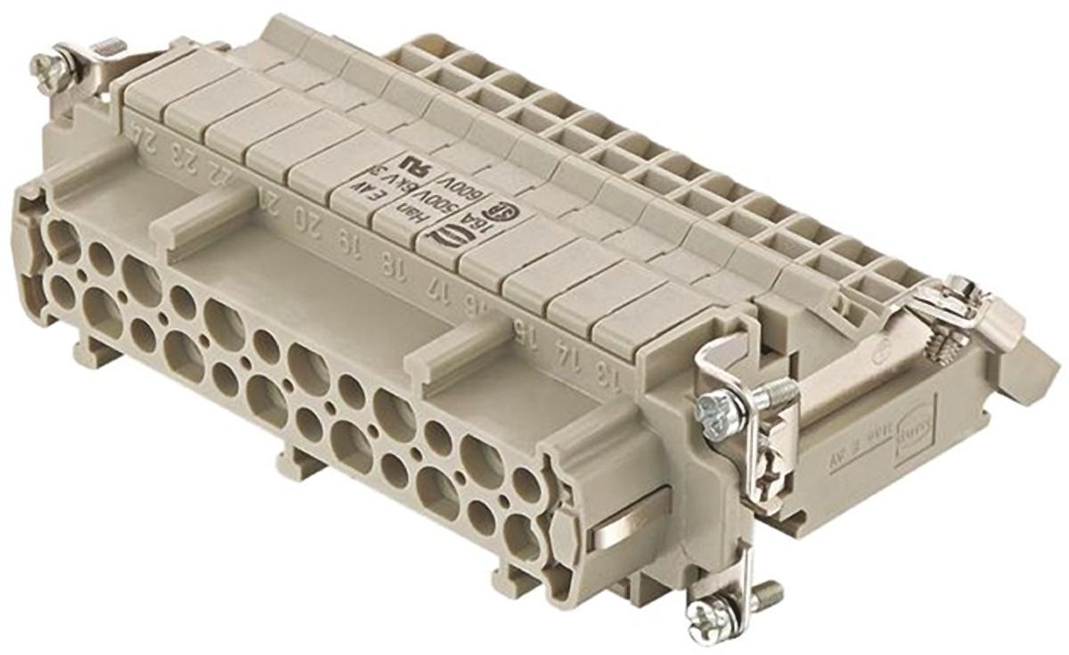 Produktfoto 1 von HARTING Han E Industrie-Steckverbinder Kontakteinsatz, 24-polig 16A Buchse, Terminal Block-Einsatz Schrauben