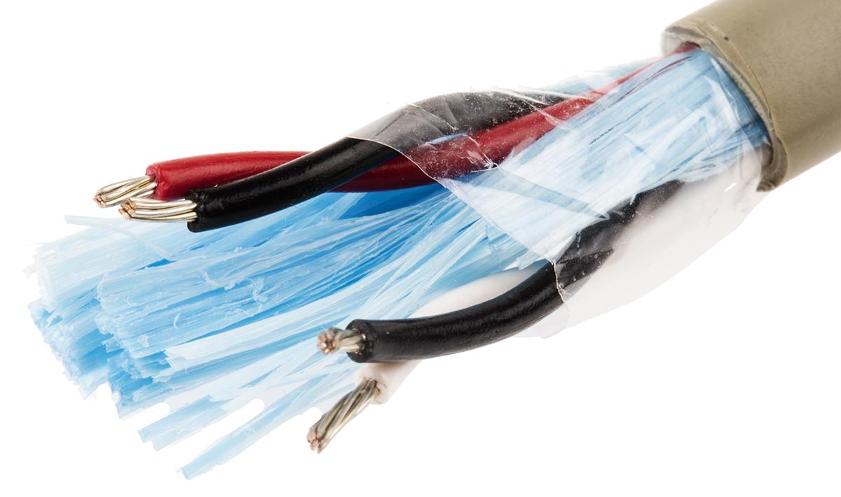 Alpha Wire Pro-Tekt Datenkabel, 2-paarig 0,81 mm² Ø 8.28mm Keine Schirmung PVC isoliert Twisted Pair Grau