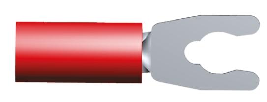 Produktfoto 1 von TE Connectivity PIDG Rot Isoliert Gabelkabelschuh B. 6.35mm Nylon, min. 0.26mm², max. 1.65mm² 22AWG 16AWG