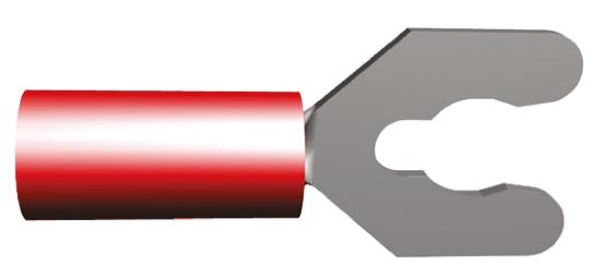 Produktfoto 1 von TE Connectivity PIDG Rot Isoliert Gabelkabelschuh B. 9.53mm Nylon, min. 0.26mm², max. 1.65mm² 22AWG 16AWG