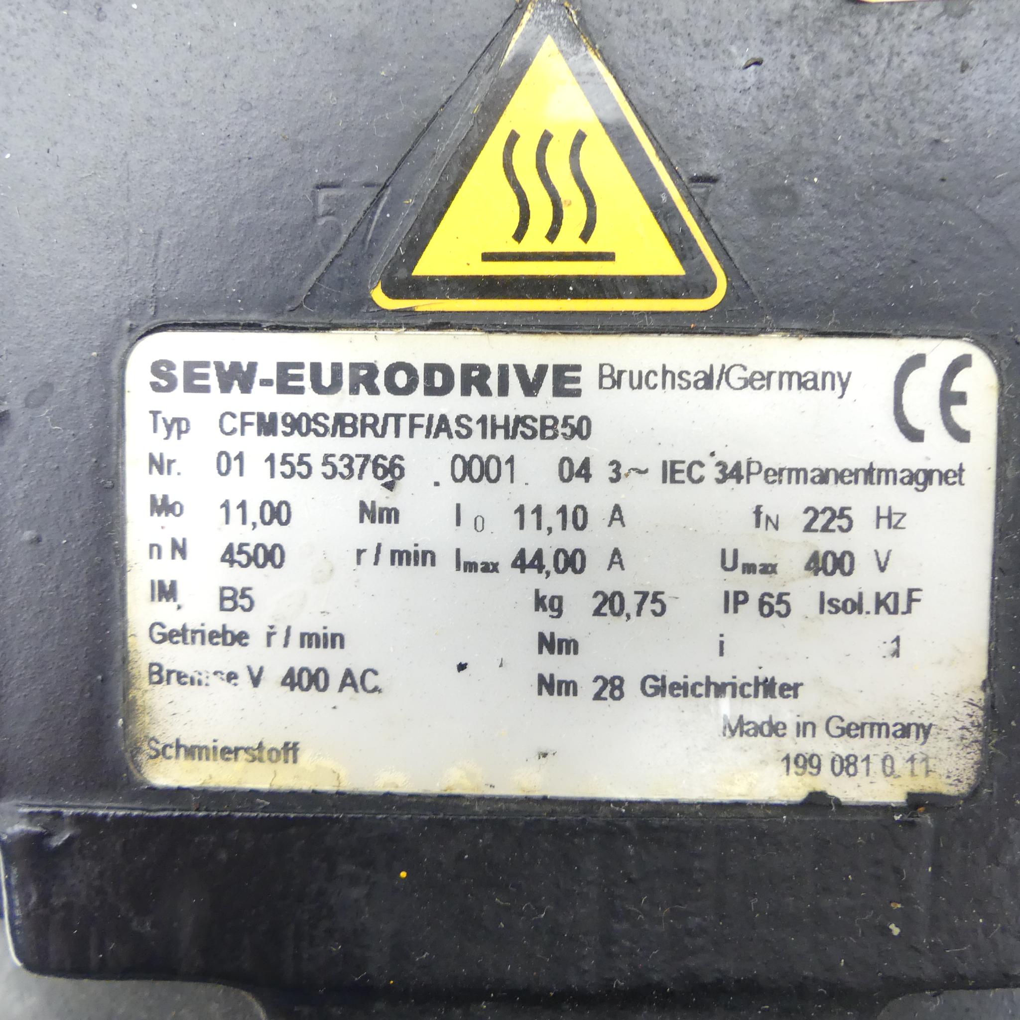 Produktfoto 2 von SEW-EURODRIVE Servomotor CFM90S/BR/TF/AS1H/SB50