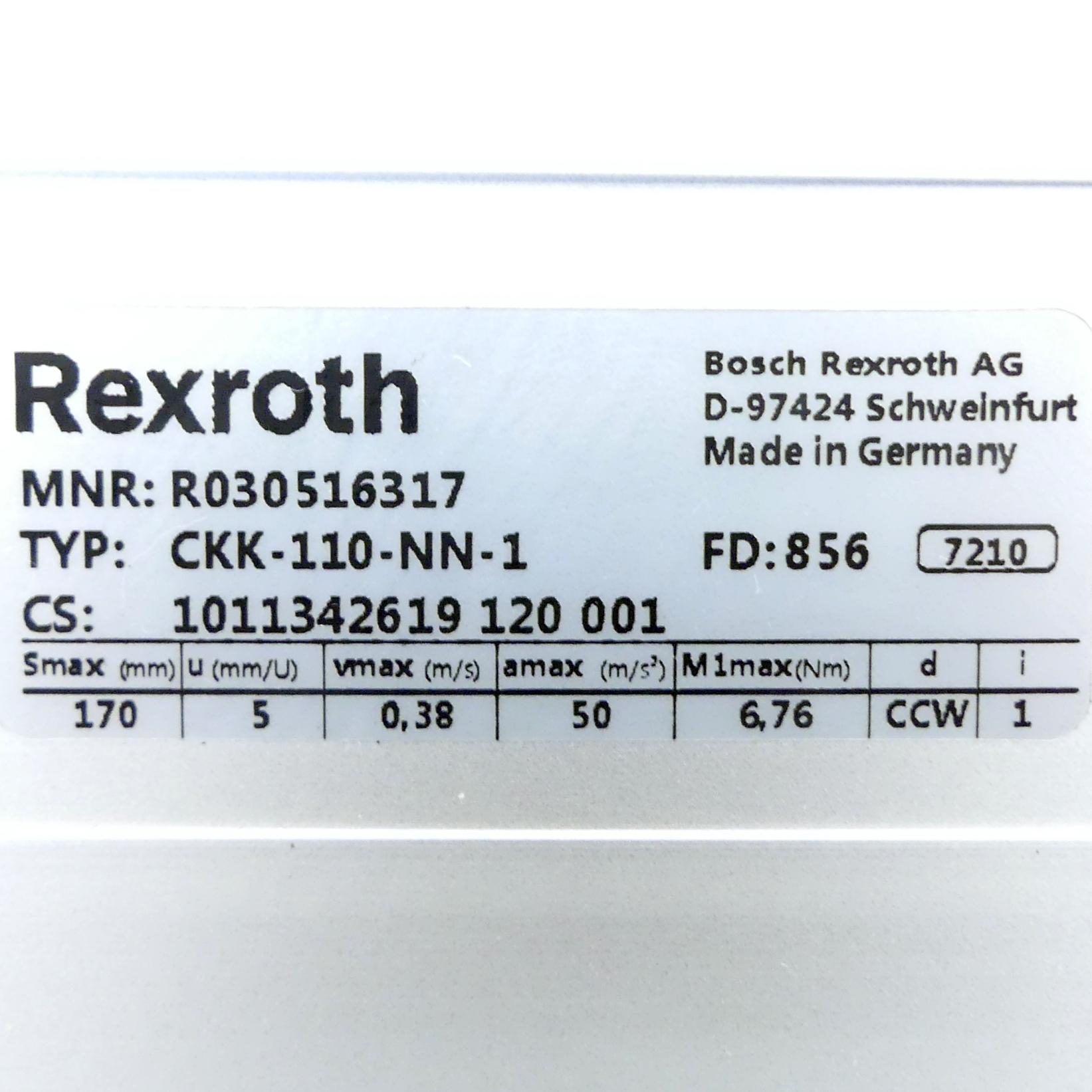 Produktfoto 2 von REXROTH Linearmodul CKK-110-NN-1