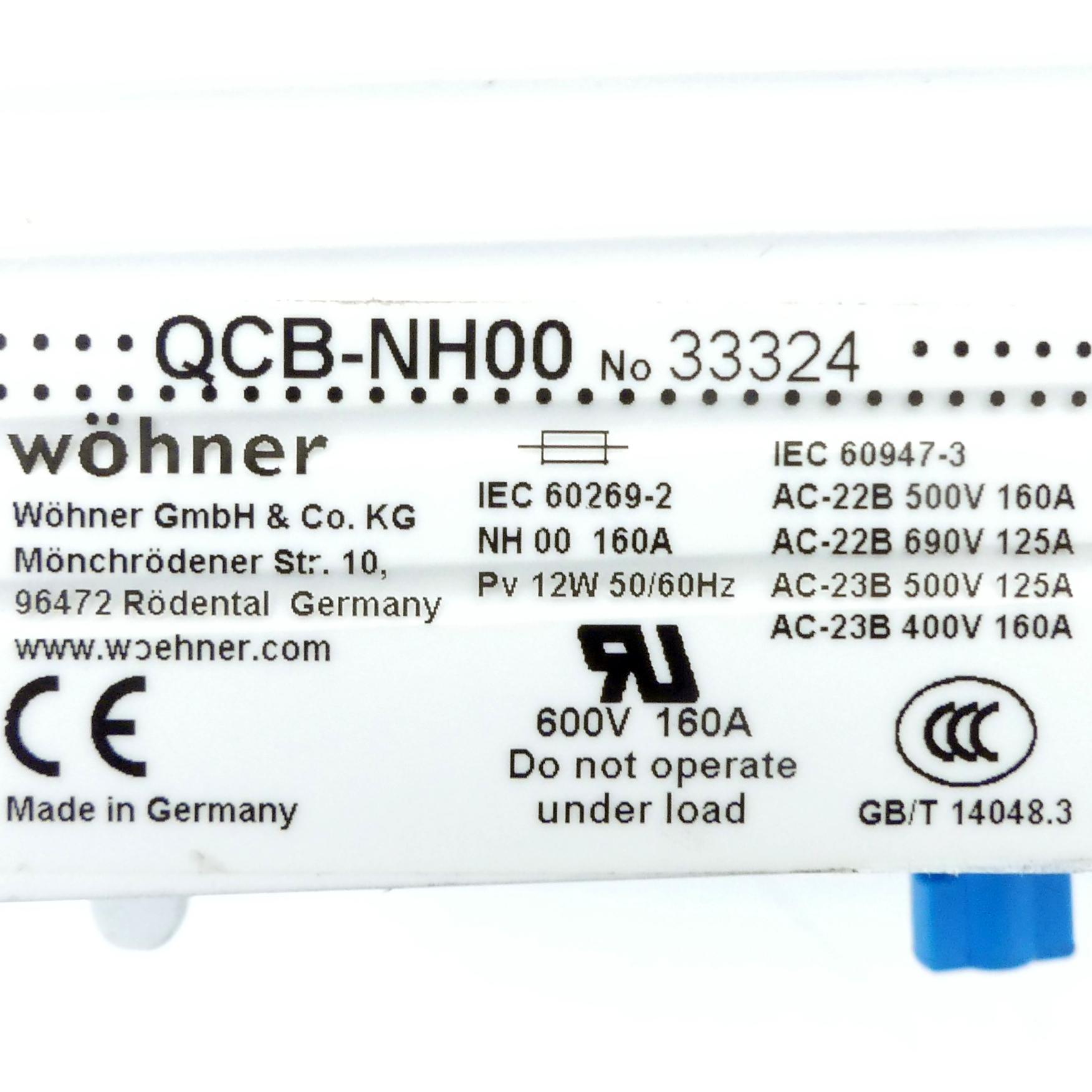 Produktfoto 2 von WöHNER NH-Sicherungs-Lasttrennschalter QCB-NH00