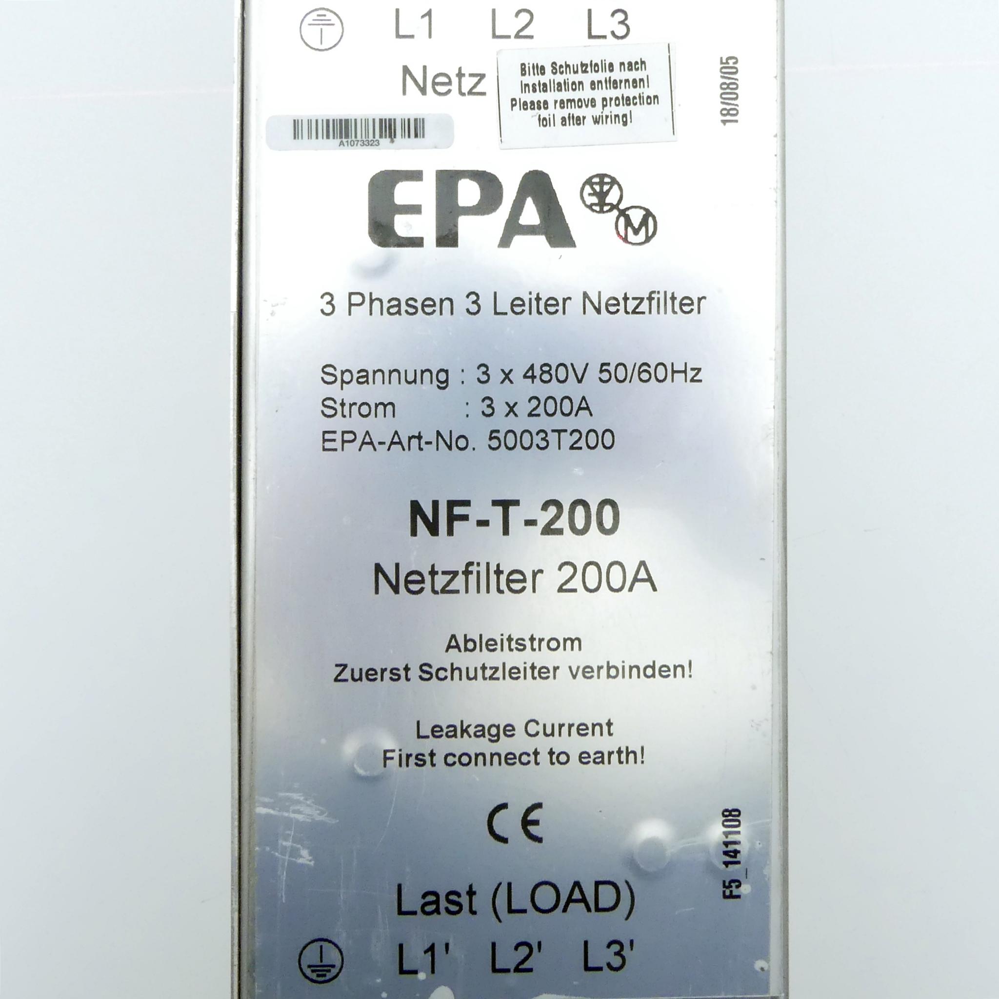 Produktfoto 2 von EPA 3 Phasen 3 Leiter Netzfilter NF-T-200