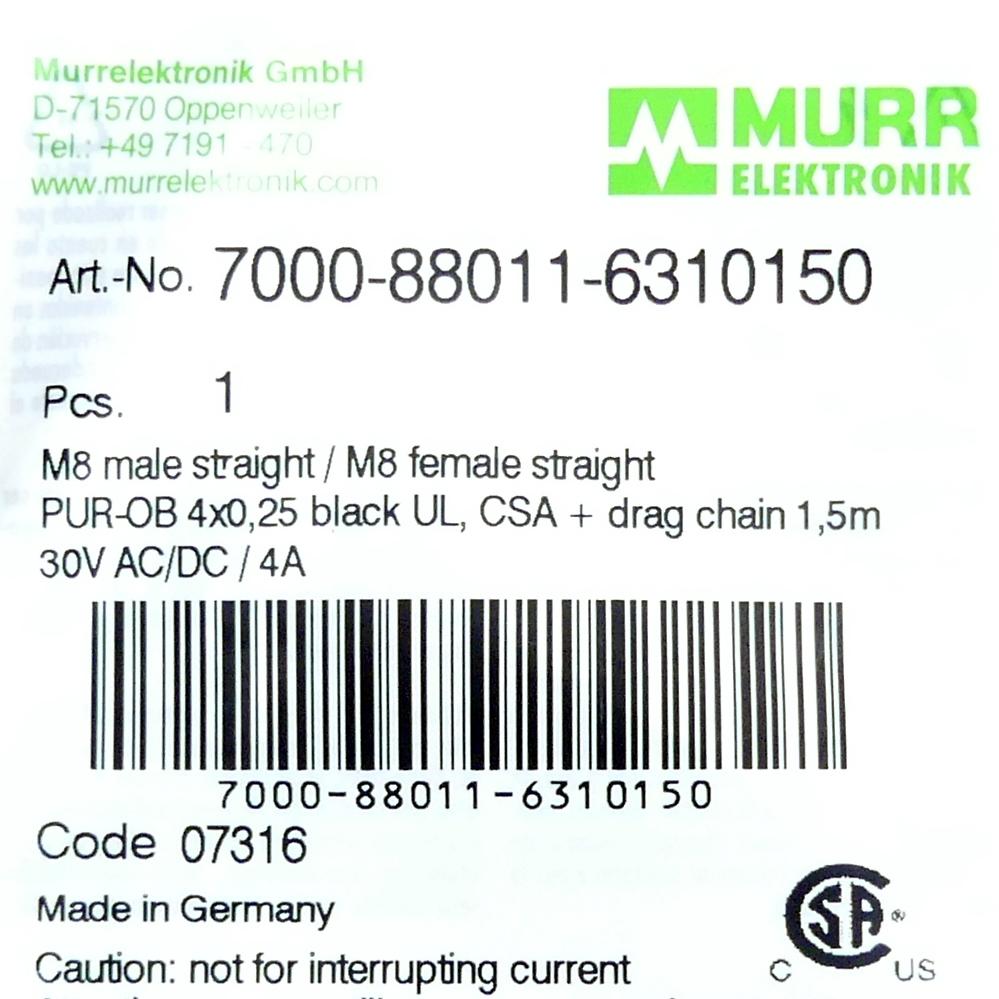 Produktfoto 2 von MURRELEKTRONIK Sensor/Aktor Steckverbinderkabel