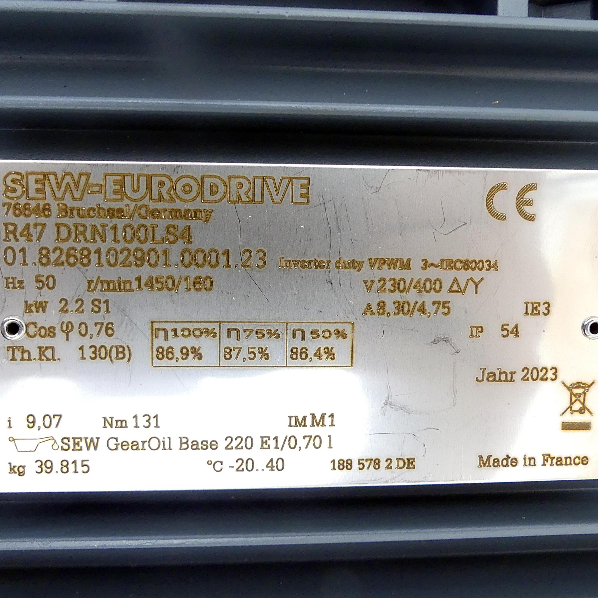 Produktfoto 2 von SEW-EURODRIVE Getriebemotor R47 DRN100LS4