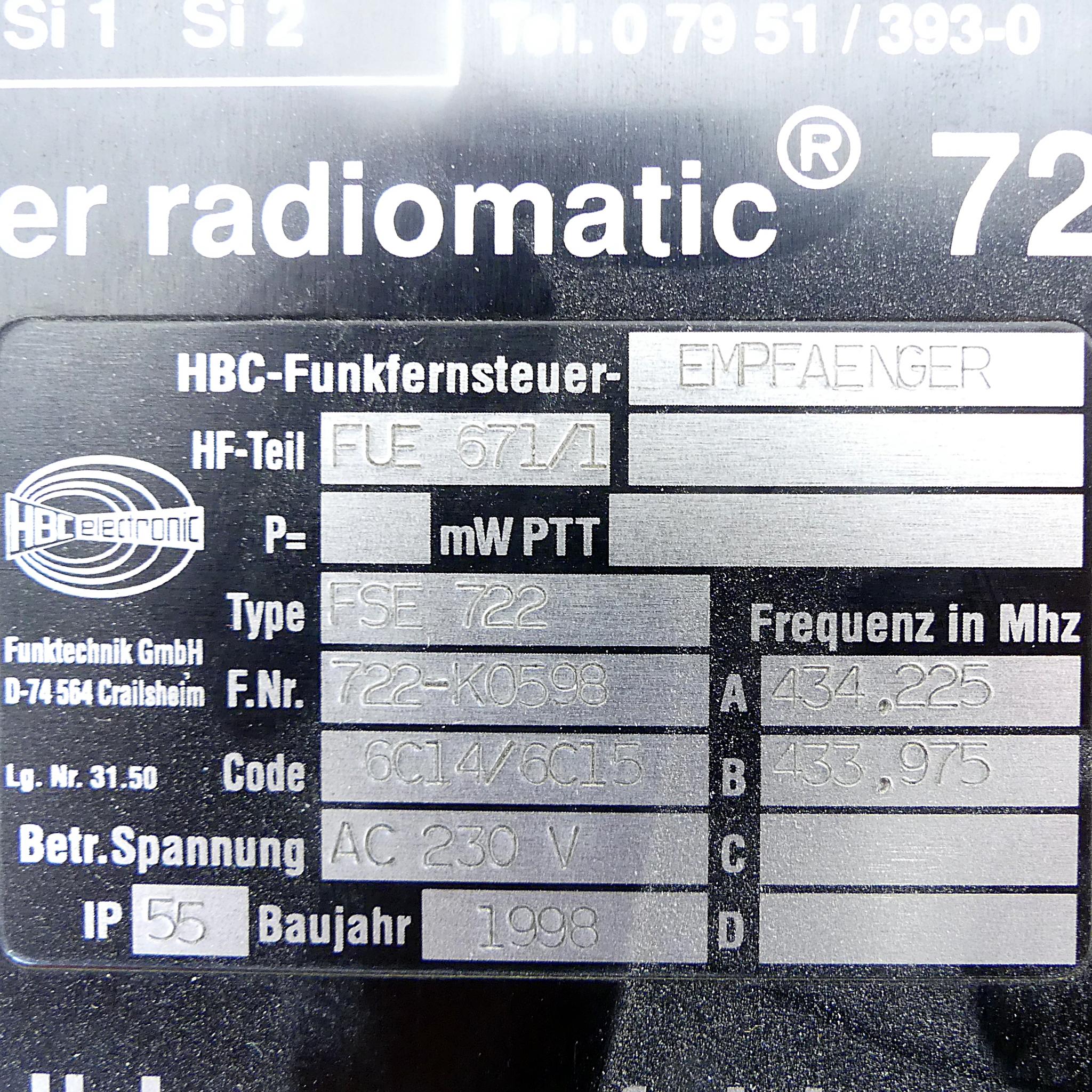 Produktfoto 2 von HBC RADIOMATIC Kransteuerung FSE722 ; FSS722