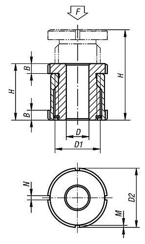 Produktfoto 2 von HÖHENVERSTELL-ELEMENT STANDARD, D=26, D2=58, M24, EDELSTAHL