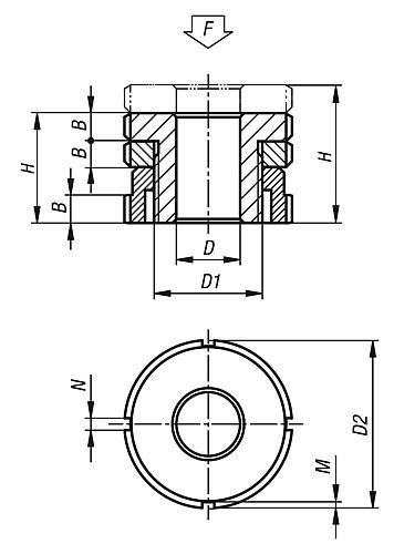 Produktfoto 2 von HÖHENVERSTELL-ELEMENT NIEDRIGE FORM, D=6,6 EDELSTAHL,  D2=32