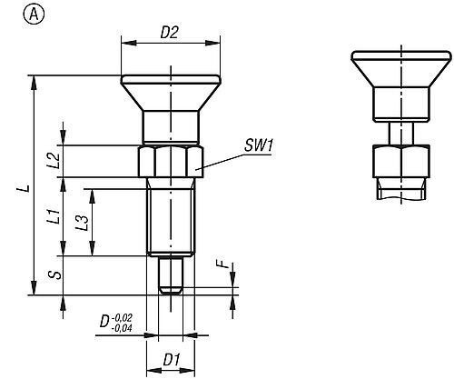 Produktfoto 2 von ARRETIERBOLZEN GR.9 D1=M06X0,75, D=3, FORM:A OHNE RASTNUT OHNE KONTERMUTTER, EDELSTAHL UNGEHÄRTET, KOMP:THERMOPLAST