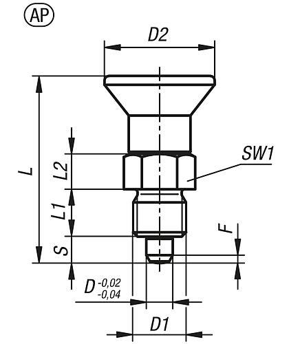 Produktfoto 2 von ARRETIERBOLZEN KURZE AUSFÜHRUNG MIT GEWINDESICHERUNG GR.9 M06X0,75, D=3, FORM:AP O.RASTNUT, O.KONTERMUTTER,