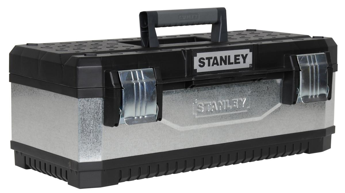 Stanley Kunststoff Werkzeugbox Schwarz, Weiß, L. 584mm B. 293mm H. 584mm, Schlossfalle