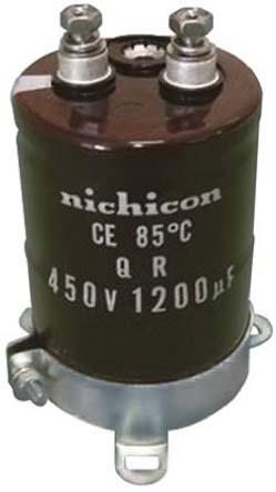 Produktfoto 1 von Nichicon QR, Schraub Aluminium-Elektrolyt Kondensator 1800μF ±20% / 400V dc, Ø 51mm x 90mm, +85°C