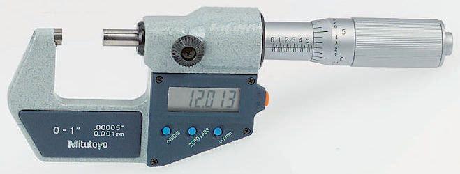 Produktfoto 1 von Mitutoyo Digital Mikrometer Außen-Messschraube  metrisch, zöllig, 0Zoll bis 1Zoll / ±0,00005 Zoll, ISO-kalibriert