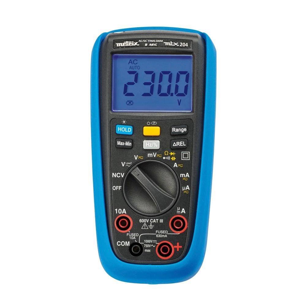 Produktfoto 1 von Metrix MTX204 HandDigital Digital-Multimeter, CAT III 750V ac / 10A ac, 60MΩ, ISO-kalibriert