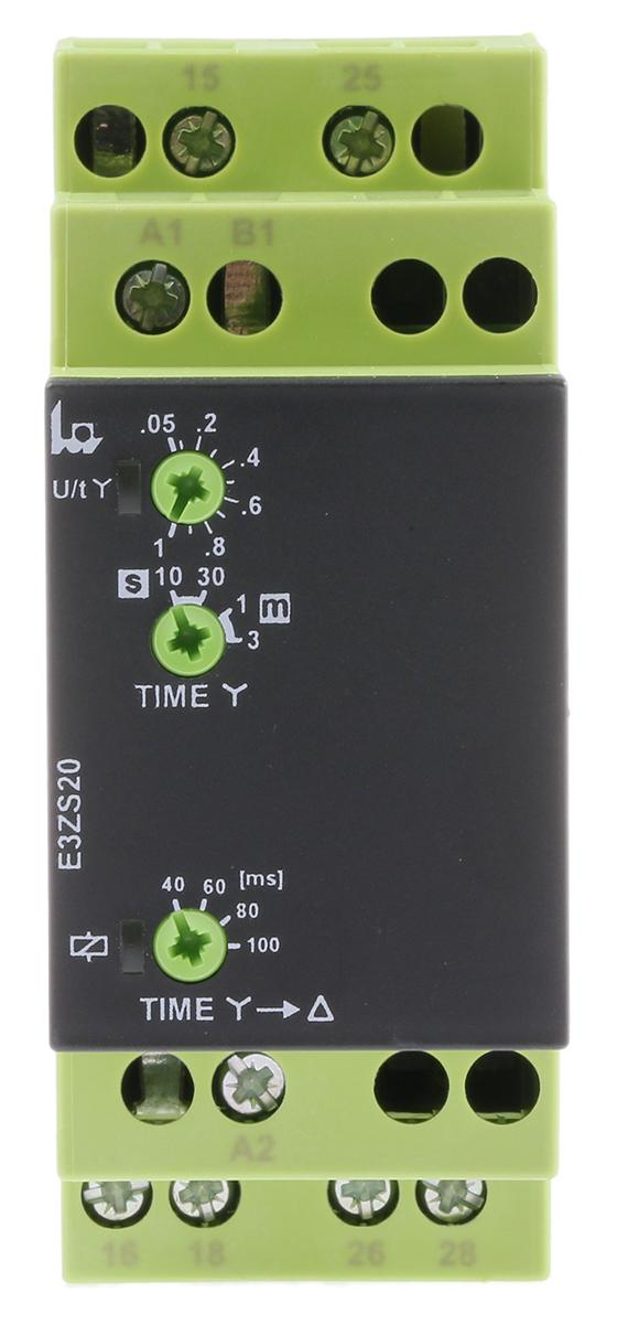 Produktfoto 1 von Tele E3ZS20 Zeitrelais, DIN-Schienen, 0.04 s → 3min, 12 → 240V ac/dc, 2 Kont. Einfach, 2-poliger Wechsler