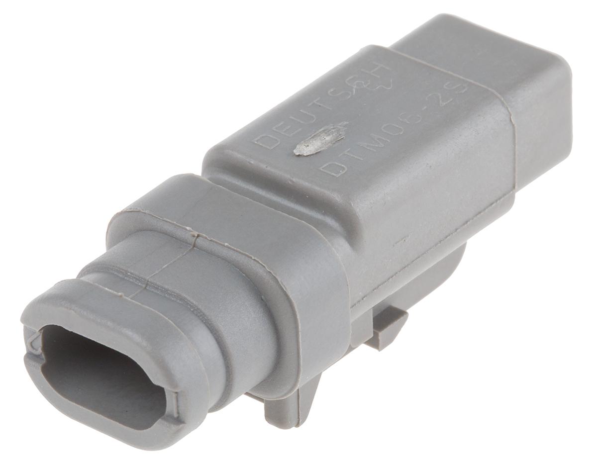 Deutsch DTM Automotive, Kfz-Steckverbinder, Stecker, 2-polig, Grau / 1-reihig, 7.5A