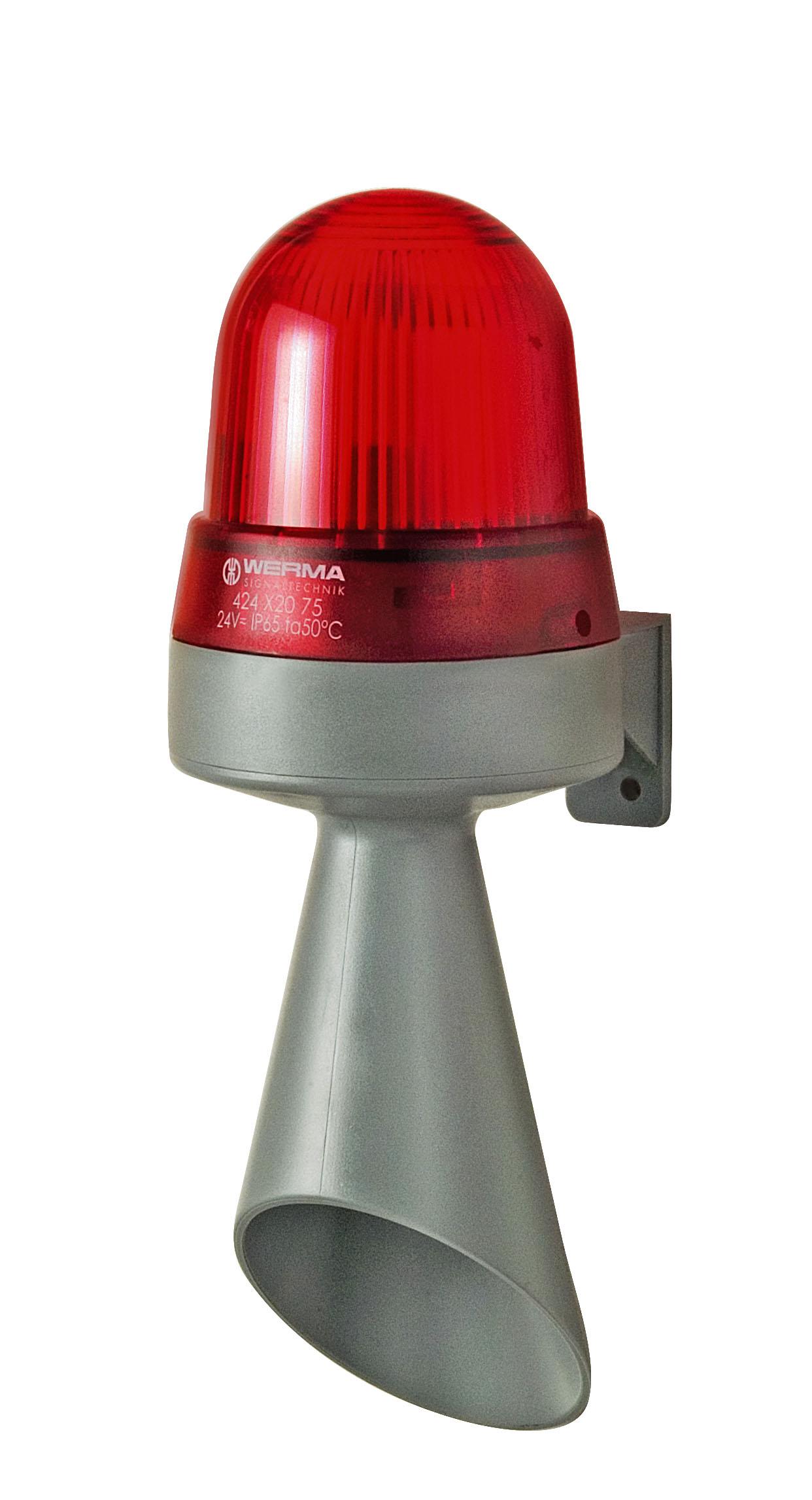 Produktfoto 1 von Werma 424 LED, Ununterbrochenes Licht-Licht Alarm-Signalleuchte Rot, 115 V