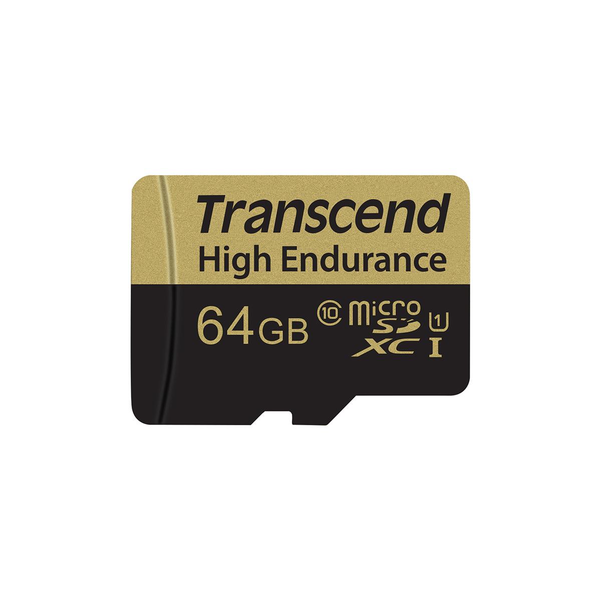 Produktfoto 1 von Transcend High Endurance MicroSDHC, MicroSDXC Micro SD Karte 64 GB Class 10, UHS-I U1, MLC