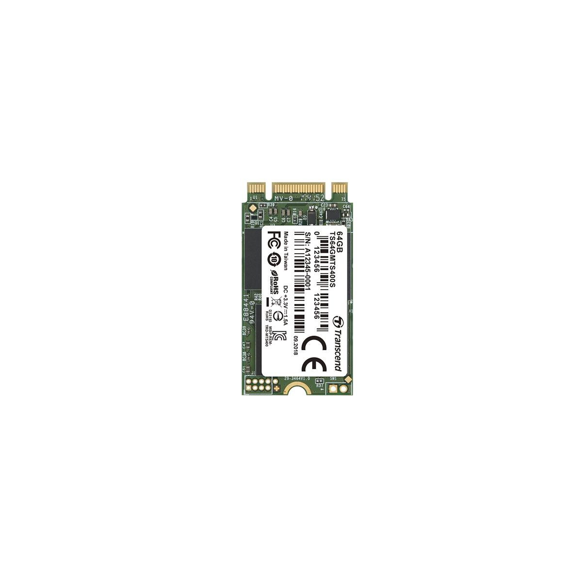 Produktfoto 1 von Transcend MTS400S, M.2 Intern HDD-Festplatte, MLC, 64 GB, SSD