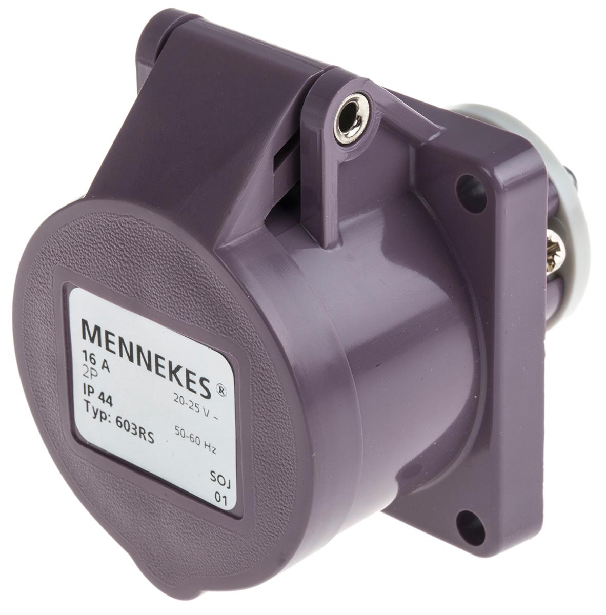 MENNEKES Leistungssteckverbinder Buchse Violett 2P, 20 → 25 V / 16A, Tafelmontage IP44