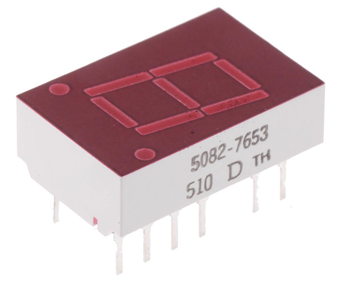 Broadcom LED-Anzeige 7-Segment, Rot 626 nm Zeichenbreite 7mm Zeichenhöhe 10.9mm Durchsteckmontage