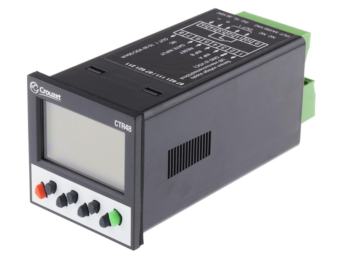 Produktfoto 1 von Crouzet CTR48 Zählrichtung, Phase, Aufwärts Zähler LCD 6-stellig, Stunden, max. 40kHz, 30 Vdc, -999999 → 999999