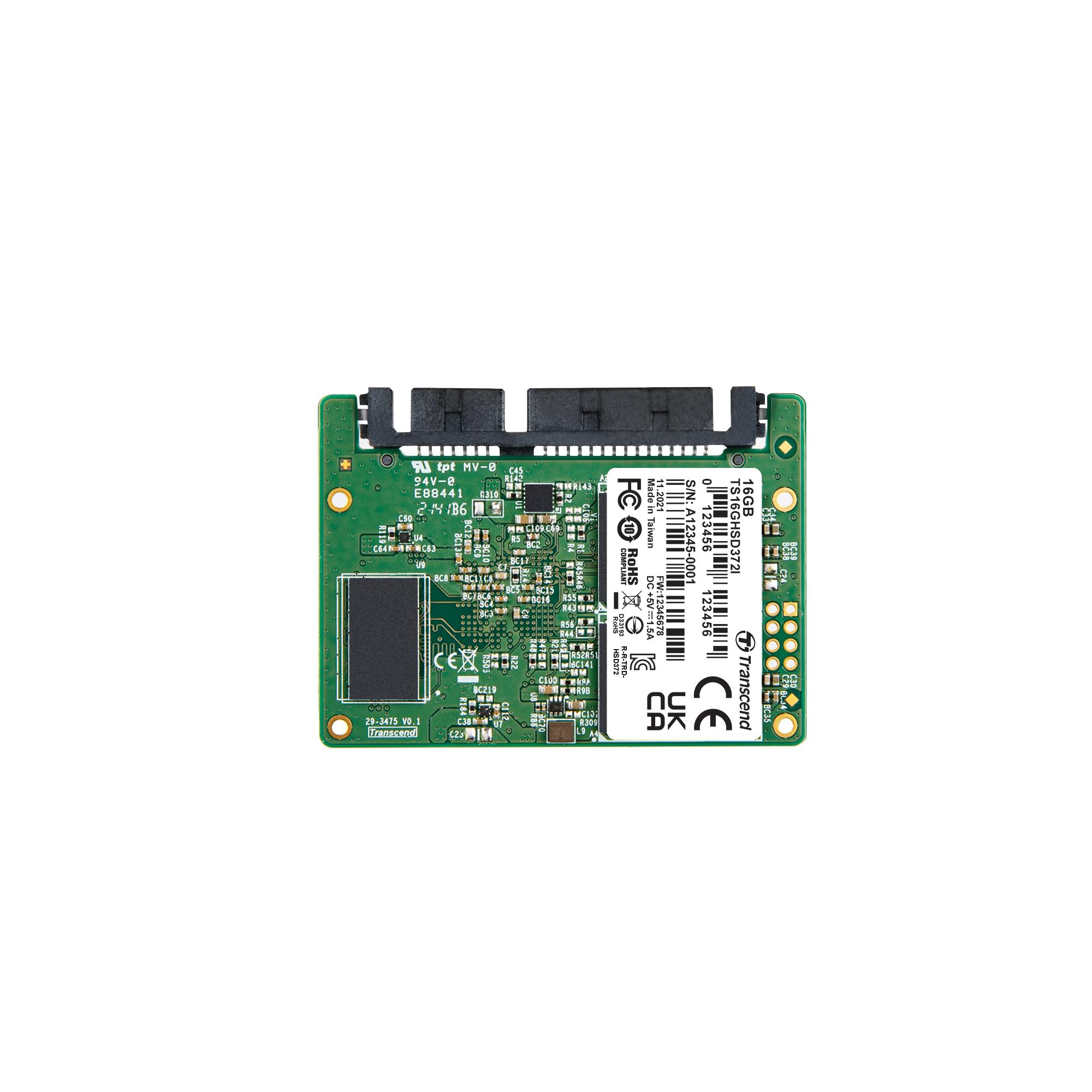 Produktfoto 1 von Transcend HSD372I, Half-Slim Intern SSD-Laufwerk SATA III Industrieausführung, MLC, 16 GB, SSD