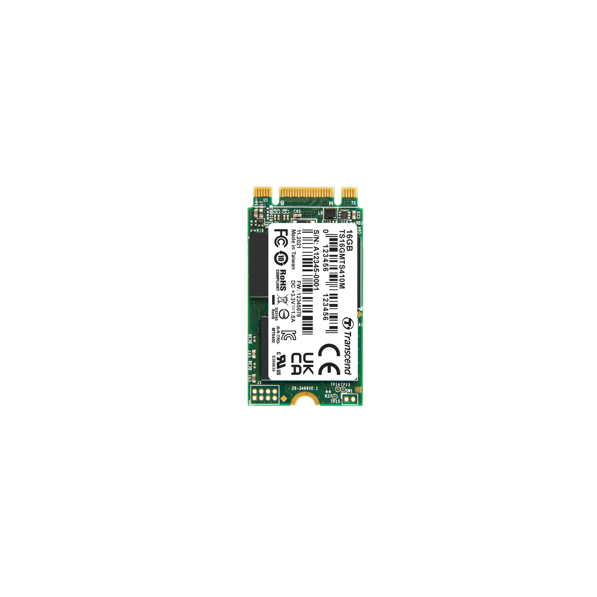 Produktfoto 1 von Transcend MTS402M., M.2 Intern SSD-Laufwerk SATA III Industrieausführung, MLC, 16 GB, SSD