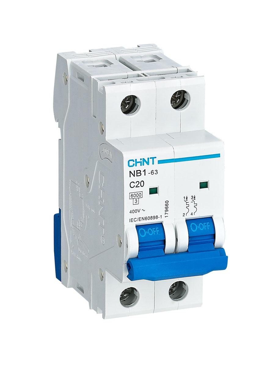 CHINT NB1 MCB Leitungsschutzschalter Typ C, 2-polig 20A 110/125V, Abschaltvermögen 6 kA DIN-Schienen-Montage