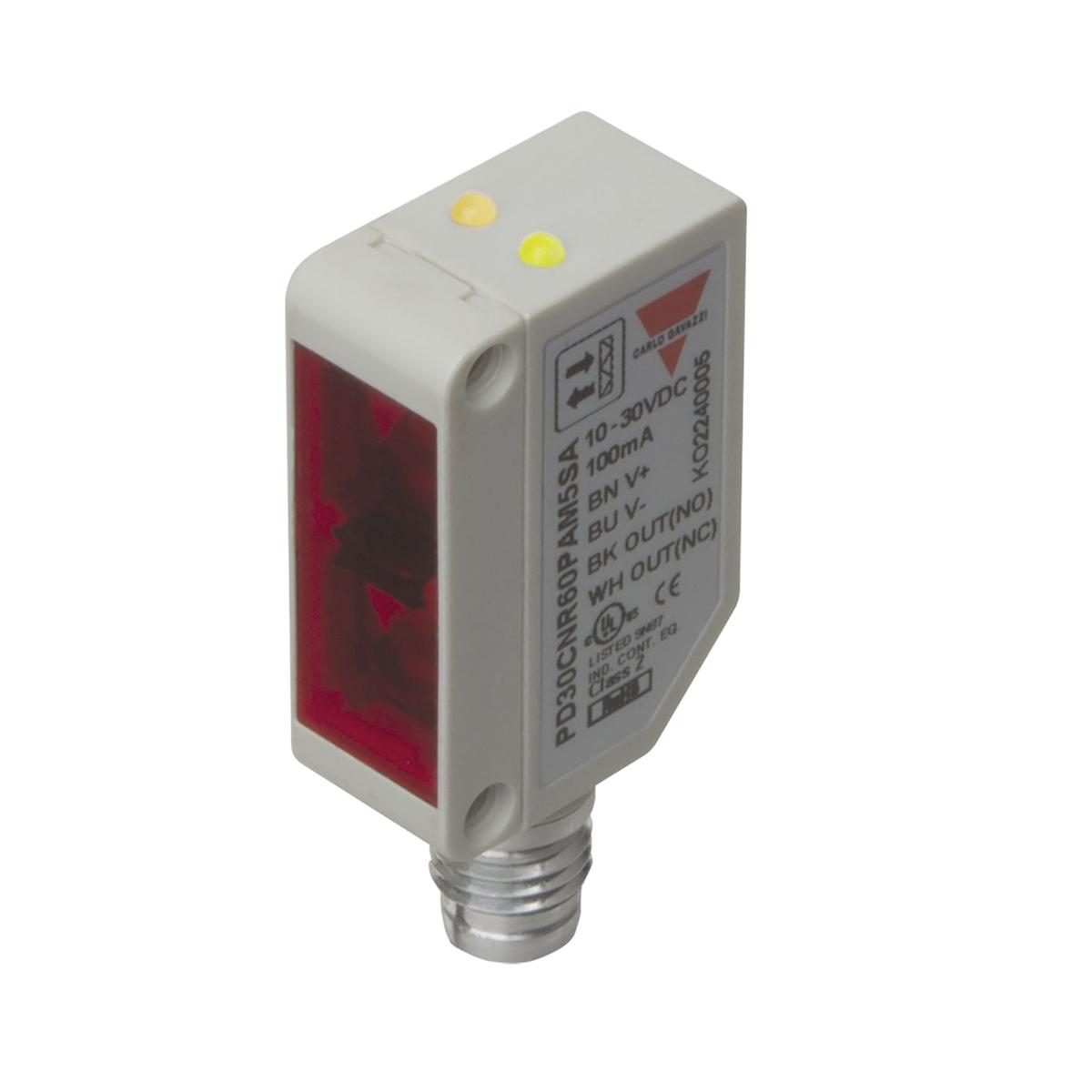 Produktfoto 1 von Carlo Gavazzi PD30 Miniatur Optischer Sensor, Reflektierend, Bereich 5 m, PNP Schließer/Öffner Ausgang, 4-poliger