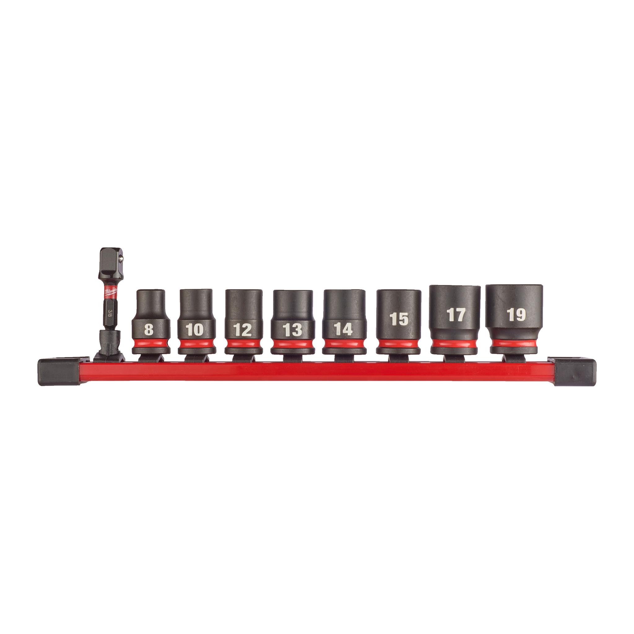 Milwaukee 3/8 Zoll 8 mm, 10 mm, 12 mm, 13 mm, 16 mm, 17 mm, 18 mm, 19 mm Satz Schlagsteckschlüssel