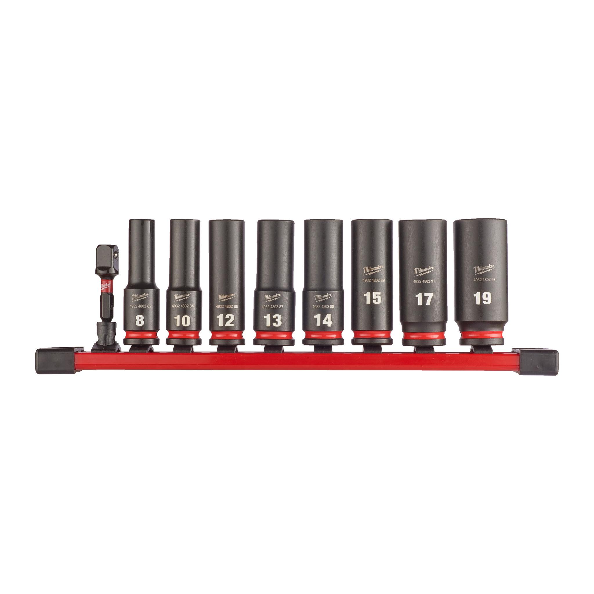 Milwaukee 3/8 Zoll 10 mm, 12 mm, 13 mm, 16 mm, 17 mm, 18 mm, 19 mm Tiefer Schlagschrauber-Satz