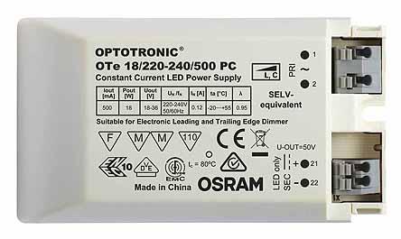 Produktfoto 1 von Osram LED-Treiber-Modul 198 → 264 V ac LED-Treiber, Ausgang 18 → 36V / 500mA, Dimmbar Konstantstrom