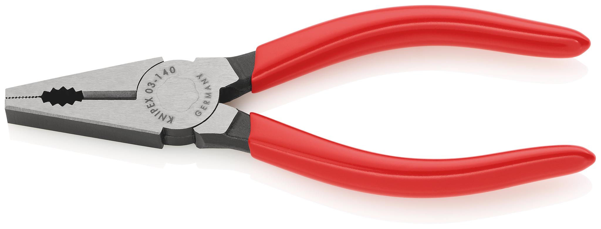 Produktfoto 1 von Knipex Kombizange, gebogen Schneidkraft → Kupferkabel: 9 mm Hartdraht: 1,8 mm Mittelharter Draht: 2,8 mm 140 mm