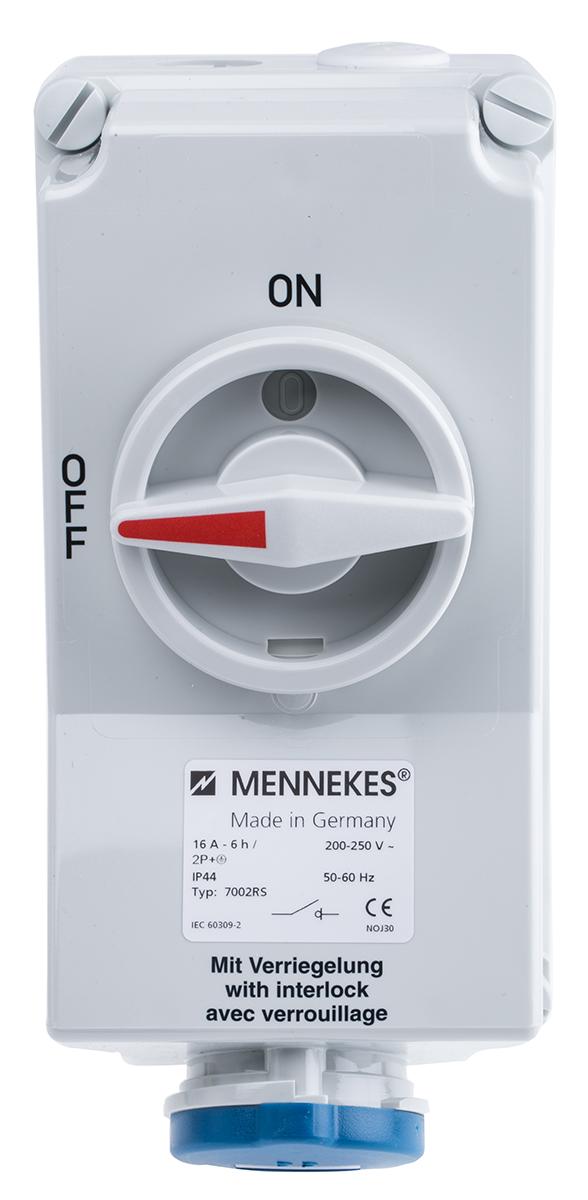 Produktfoto 1 von MENNEKES CEE Steckvorrichtung abschaltbar, Buchse Blau gerade 2P+E, 230 V / 16A, IP44