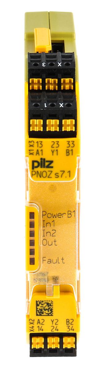 Produktfoto 1 von Pilz Sicherheitsrelais, 24V dc, 2-Kanal, 3 Sicherheitskontakte Erweiterungsmodul, 4 ISO 13849-1, Automatisch