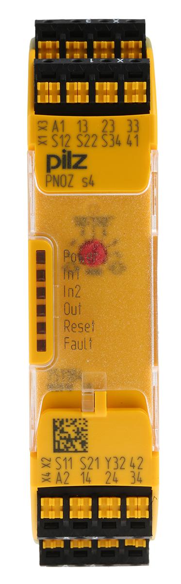 Pilz Sicherheitsrelais, 24V dc, 2-Kanal, 3 Sicherheitskontakte Not-Aus, 1 Hilfsschalter, 4 ISO 13849-1, Automatic &